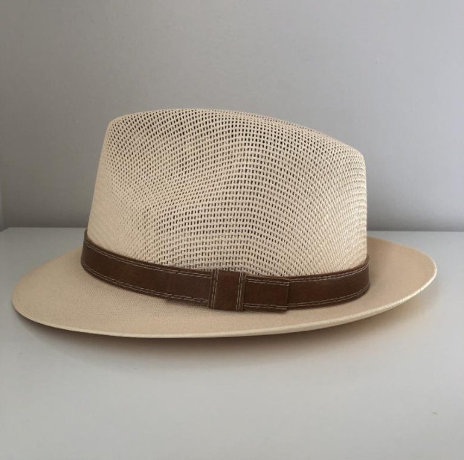 Fedora hat beige fedora hat sturdy fedora classic fit Etsy