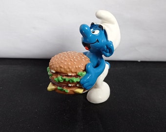 Smurfs Big Mac Smurf McDonalds Hamburger Vintage Figure Happy Meal Toy Figurine Smurfs Big Mac Smurf McDonalds Hamburger Vintage Figure Happy Meal Toy Figurine