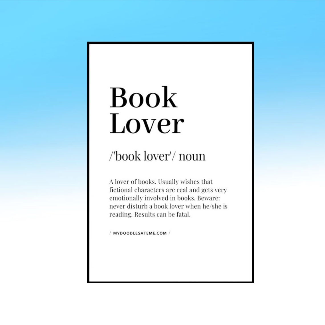 Book Definition poster Book Lover Definition poster Readers Etsy