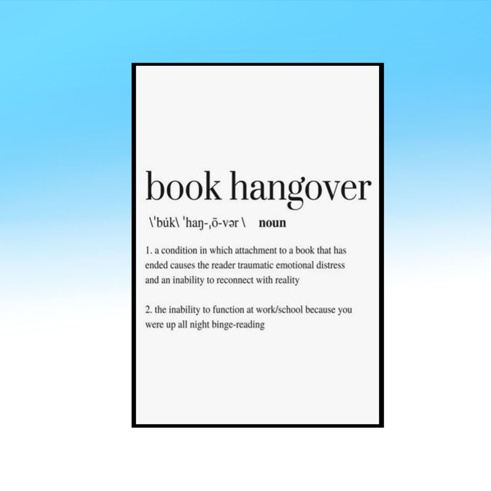 Book Definition poster Book Lover Definition poster Readers Etsy