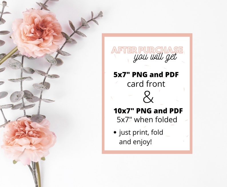 Printable Digital Floral Thank You Card 5x7" - Etsy