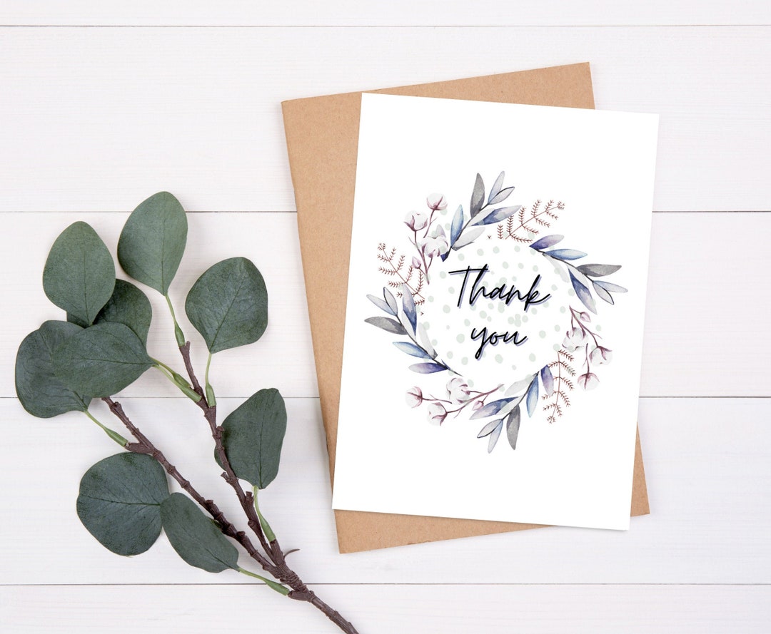Printable Digital Floral Thank You Card 5x7" - Etsy