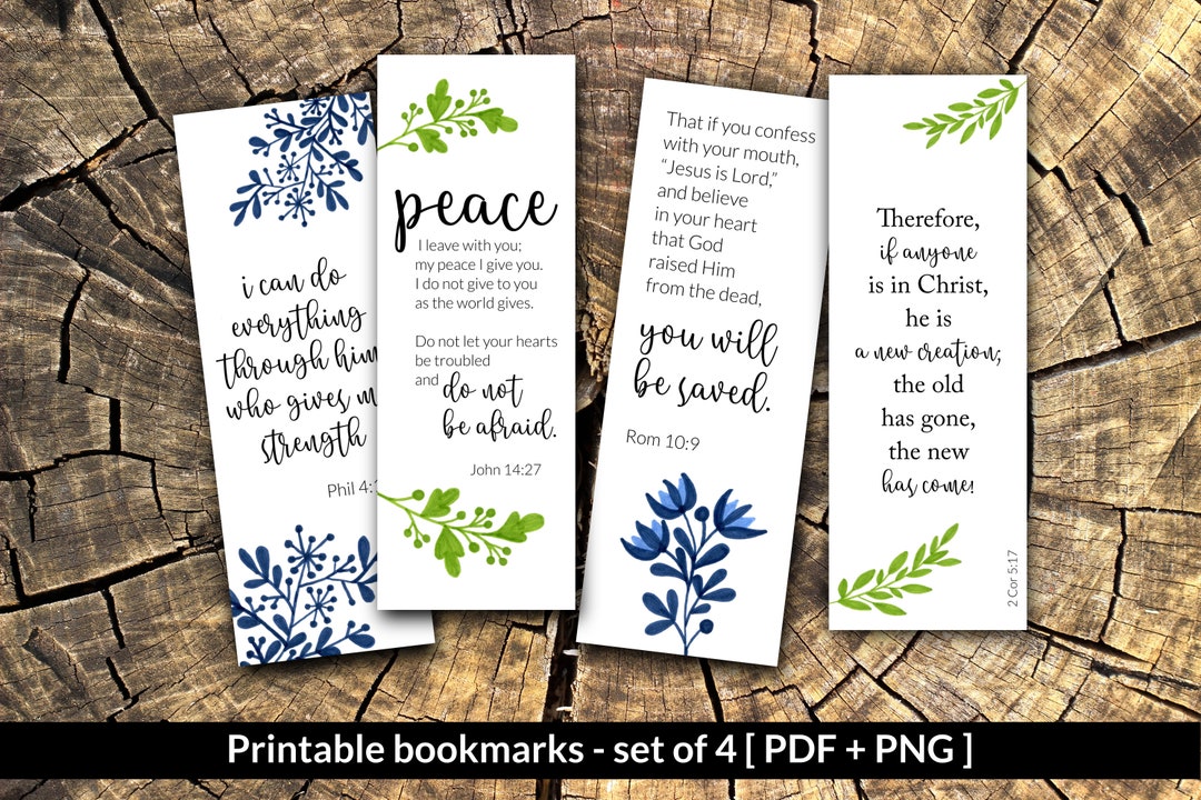Printable Bookmarks (bible Verses) - Set of 4 | Pdf + Png Digital ...