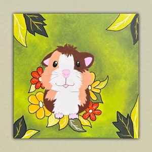 Guinea Pig Painting / Guinea Pig Wall Art / Nursery Art / Room Decor /  Hand painted / Personalized / Kids Room  / Cute Art / Gift Idea