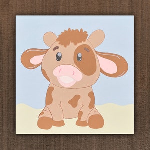 Cow Wall Art / Cow Painting / Hand Painted / Farm Theme  / Nursery Art / Toddler Room / Pastel Painting / Farm Art / Baby Cow