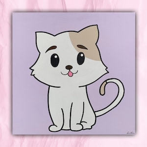 Hand Painted Kitten Wall Art: Personalized Nursery Decor