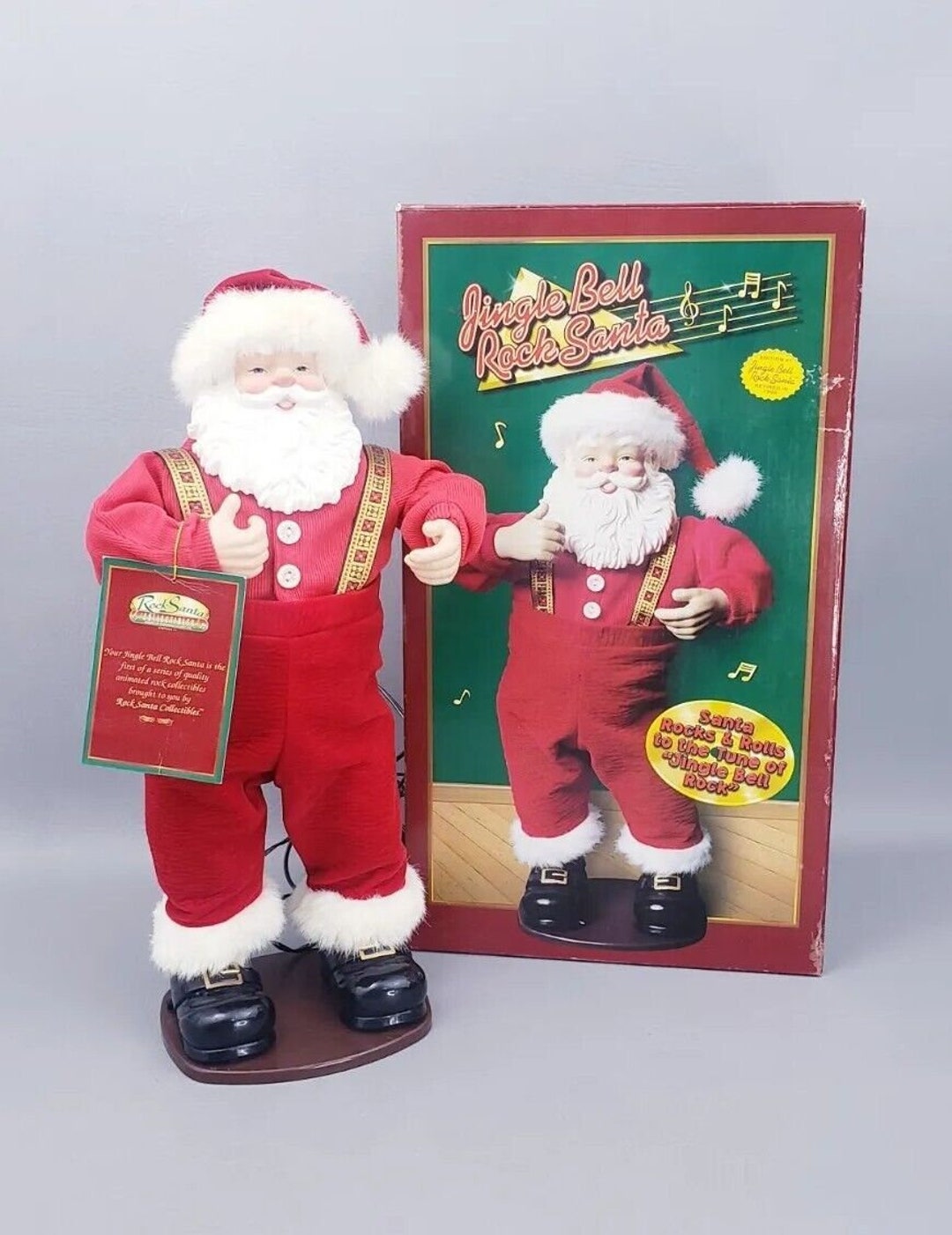 1998 Jingle Bell Rock Animated Santa Claus Figurine Dancing Etsy