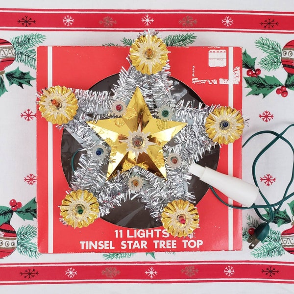 Vintage 1970's Twinkle Star  Christmas Tree Topper | VIntage 1970's Multi-Color Christmas Star Light