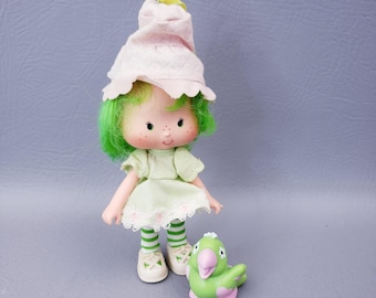 Vintage 1979 Lime Chiffon Doll Strawberry Shortcake Friend & Pet Parfait Parrot | Strawberry Shortcake Doll Lime Chiffon Doll | Vintage Toys