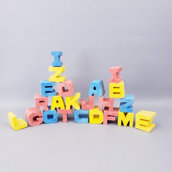 Vintage Mattel 1971 Tuff Stuff ABC Blocks Alphabet Block Letter