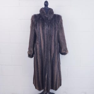 Vintage 1980s Brown S/M Fur Coat by Thomas E. Mc Elroy | | Faux Fur Long Coat | Coachella Outfit | Warm Winter Coat | Womens Trench Coat