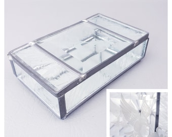 Etched Glass Jewelry box, Glass Box Jewelry Storage | Engraved Keepsake | Clear Display Case Home Decor Gifts for Her Decorative Box