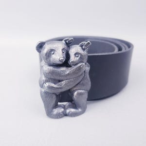 Vtg 90s Teddy Bear Belt Sz 36 Steiff Germany Leather Belt Hugging Bear Buckle Huggable Steiff Bear - Etsy main image 2