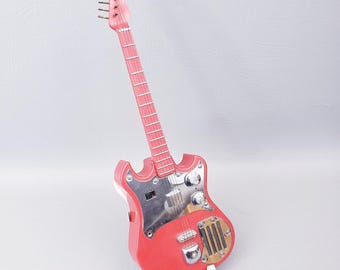 Vintage 1970's Transistor Radio LF-390 Red Electric Guitar w/ Stand by Franklin Creative |