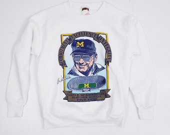 Vintage 1989 University of Michigan Wolverines College Football Bo Schembechler Crewneck Sweatshirt Adult Medium by Nutmeg Mills New w/ Tag