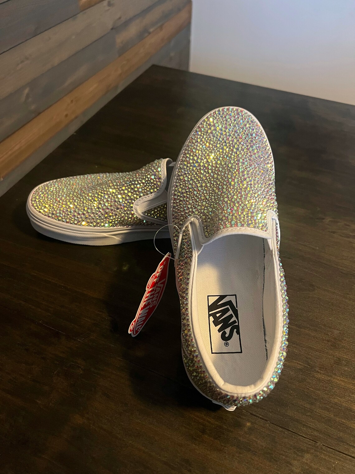 Vans Skool Rhinestone Custom Rhinestone Slip on Vans • Bling Wedding Shoes - Etsy
