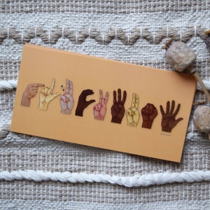 Carte postale en langue des signes « Félicitations »