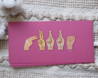 Postcard sign language "Hurrah"