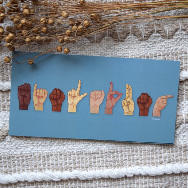 Carte postale en langue des signes « Invitation »