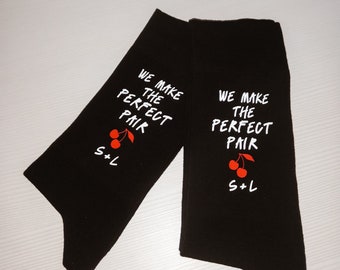 We Make The Perfect Pair Socks - His And Hers Personalized Matching Socks - Anniversary Gift - Couple Initials Socks - Gift For Boyfriend