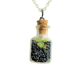 Lanzarote Volcanic Black Sand & Olivine Pendant Necklaces