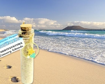 Spanish Sand in a Bottle from Fuerteventura | Canary Islands | Souvenir -  Beach Sand Samples  | Art Collectible, Unique Gift