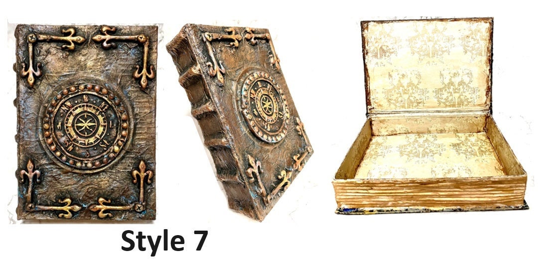 Boîte Faux Livre Métal Argenté Et Doré - XXe Siècle, Décor Vintage
