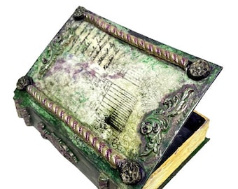 Decorative Vintage Book Shaped Trinket Gift Jewelry Storage Box - Medium