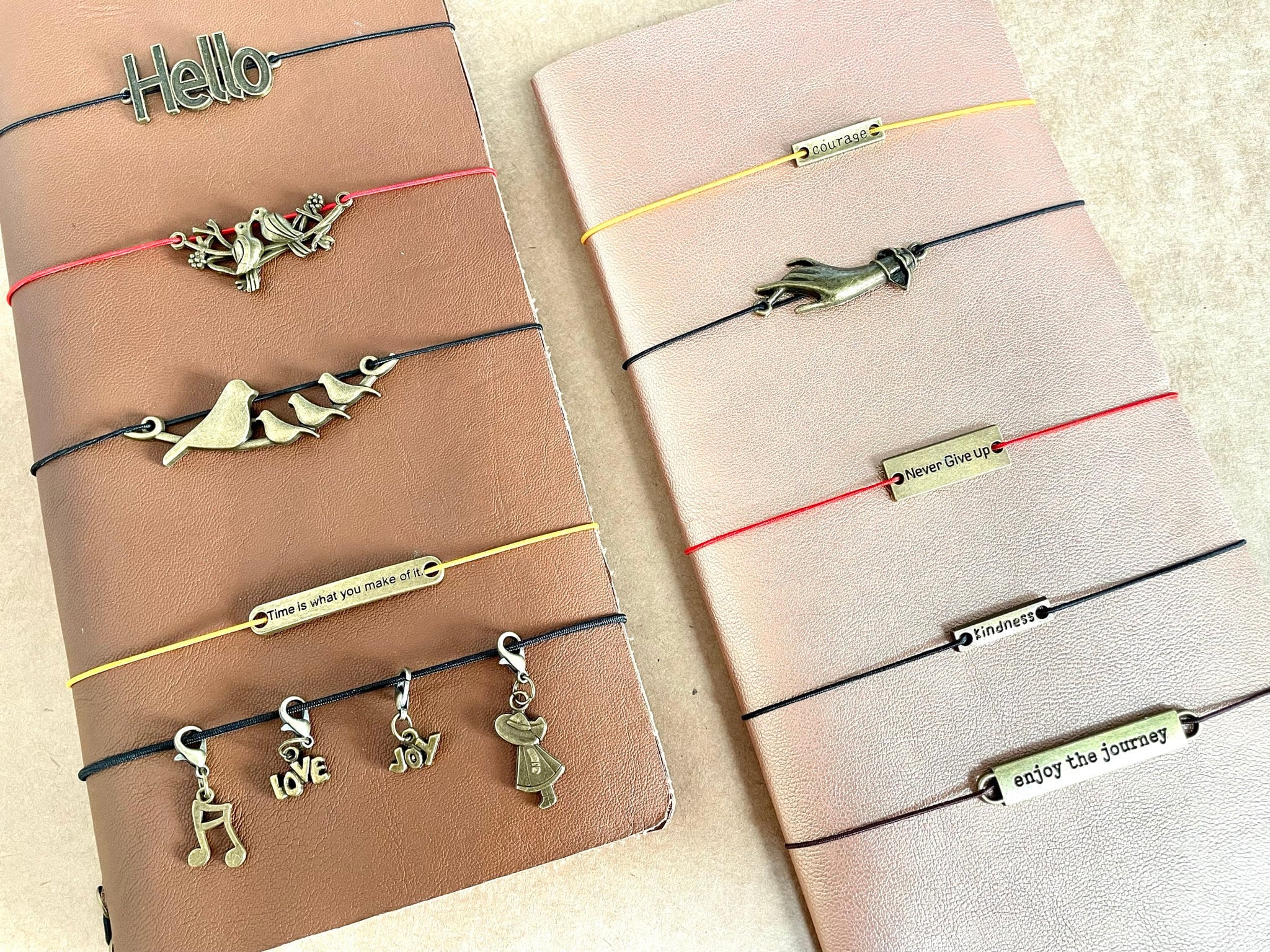 Traveler's Notebook Vintage Charms | Bracelet Charm Connectors | Midori Journal Planner Notebook Antique Accessories