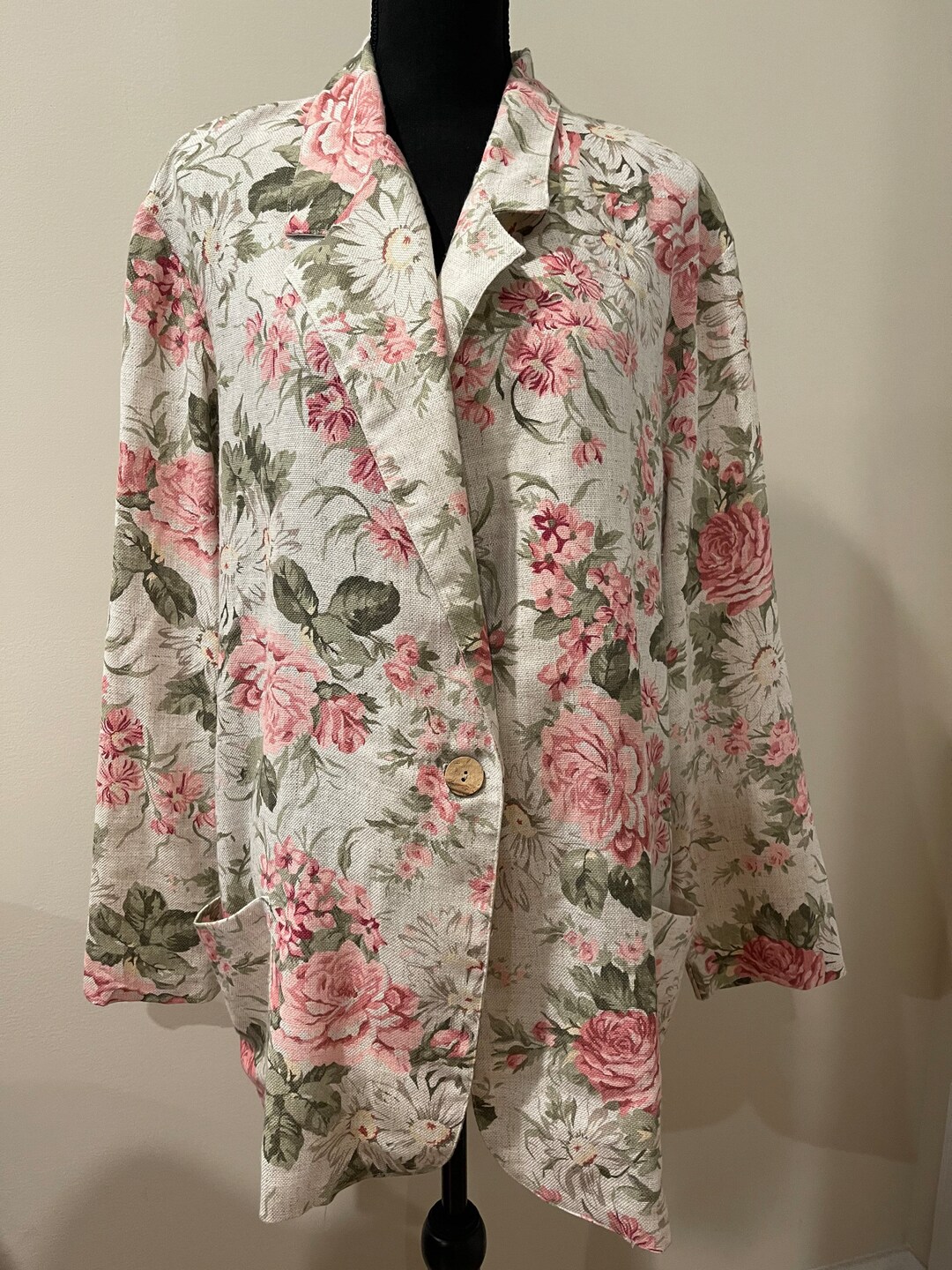 Vintage Joanna Plus Oversized Floral Blazer - Etsy