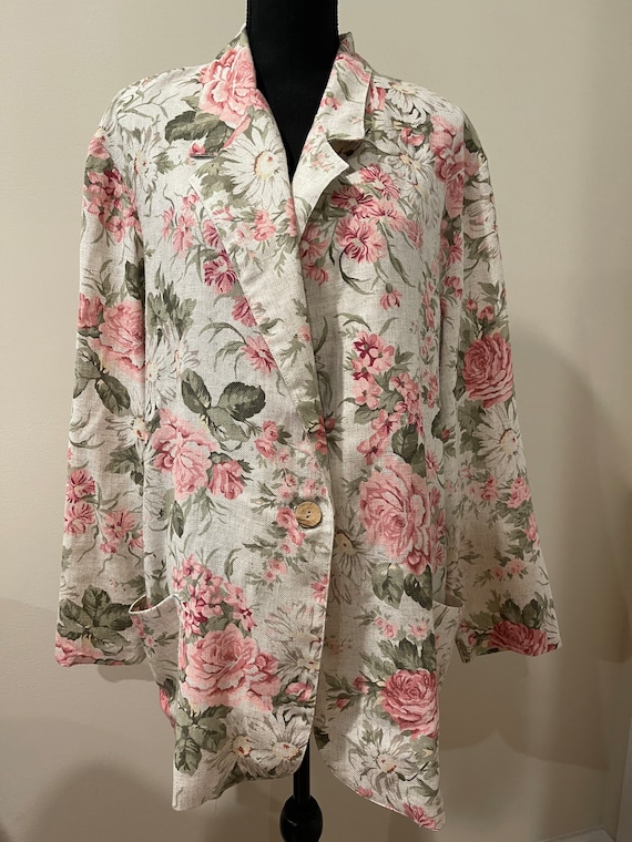 Vintage Joanna Plus Oversized Floral Blazer