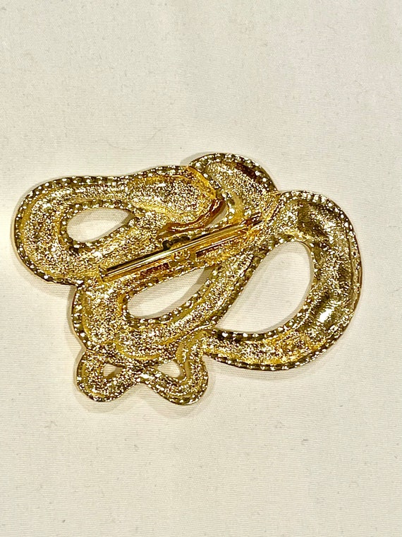 Vintage Snake Brooch - Gold Tone Metal - image 3