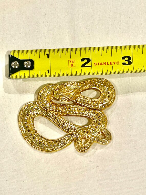 Vintage Snake Brooch - Gold Tone Metal - image 4