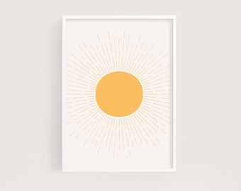 yellow sun print | boho wall art | printable wall art | minimalist wall art | boho prints | wall decor | digital print | minimalist decor