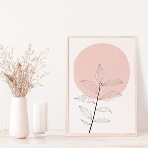 flower line art print floral print minimalist wall art boho bedroom pink print botanical print modern art print digital print image 6