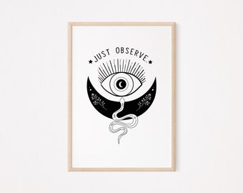 moon art minimalist poster | moon phase | snake eye | typographgy poster | life sayings | digital prints | slow living | line drawing art