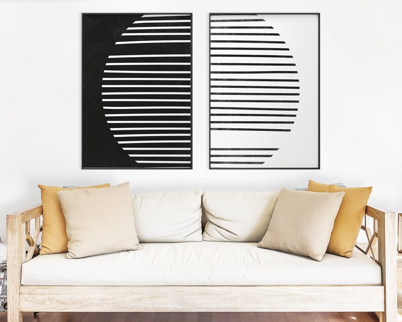 Mid Century Modern Art Print Set Modern Shapes Printable Etsy