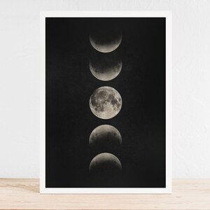 moon phase print minimalist moonphase wall decor abstract moon illustration printable wall art black and white art boho home decor image 5