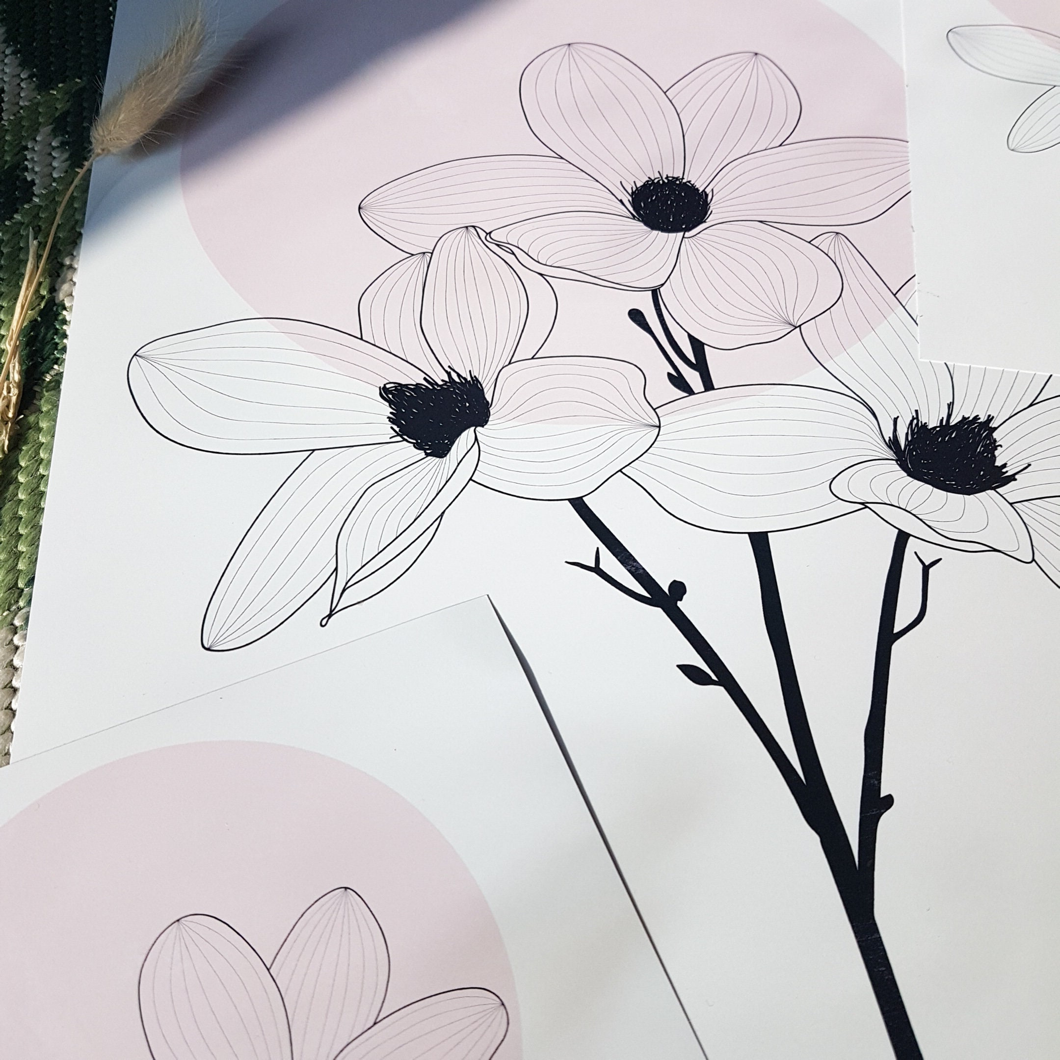 Floral Line Art Print on Demand Flower Line Drawing Minimalist