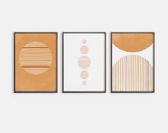 mid century modern art print set | minimalist wall decor | abstract art prints | set of 3 prints | modern wall art | printable wall art