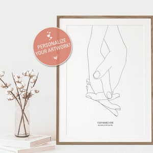 personalized gift | personalized print | couple hands | line drawing | line art hands | custom print | line art print | digital prints