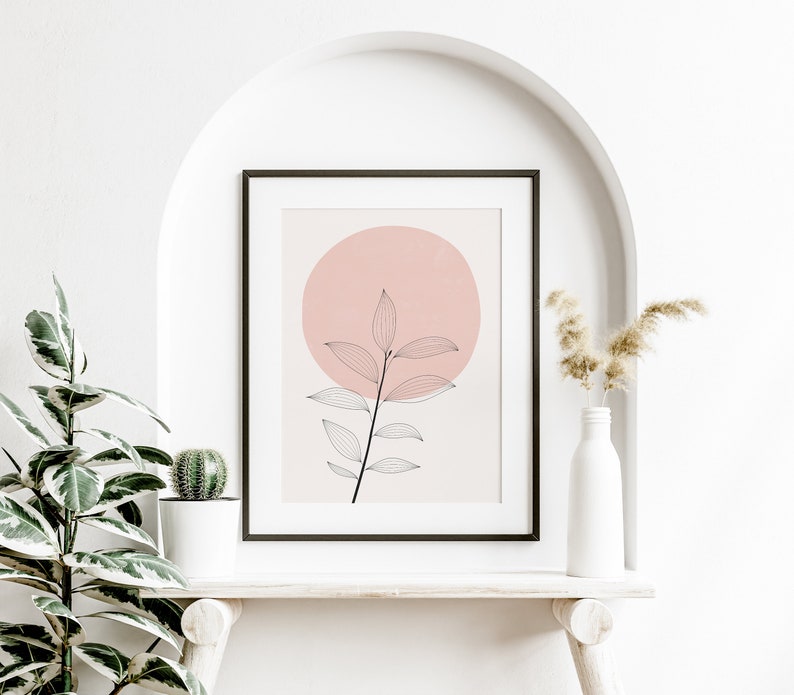 flower line art print floral print minimalist wall art boho bedroom pink print botanical print modern art print digital print image 7