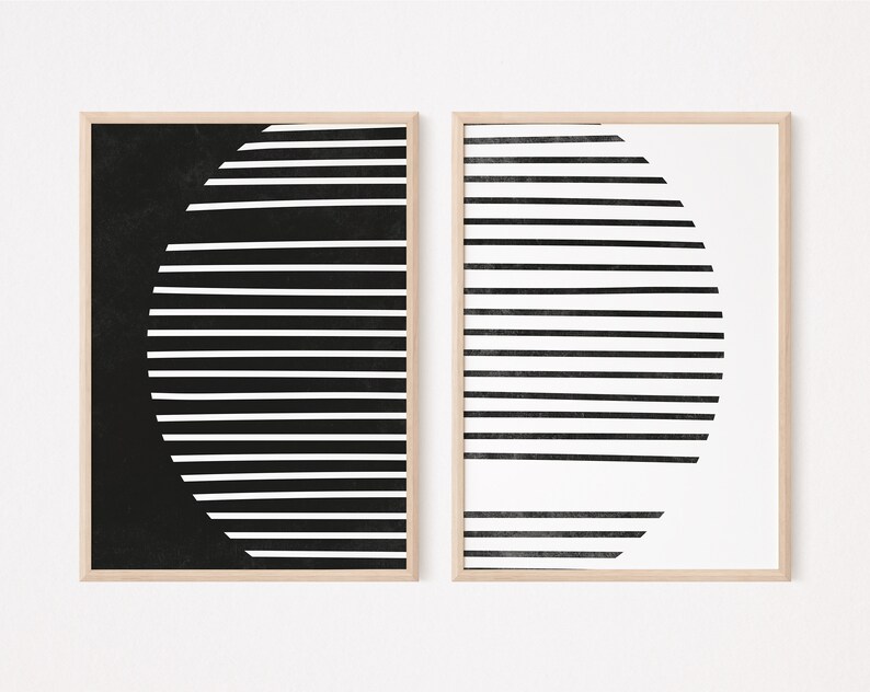 Mid Century Modern Art Print Set Modern Shapes Printable Etsy