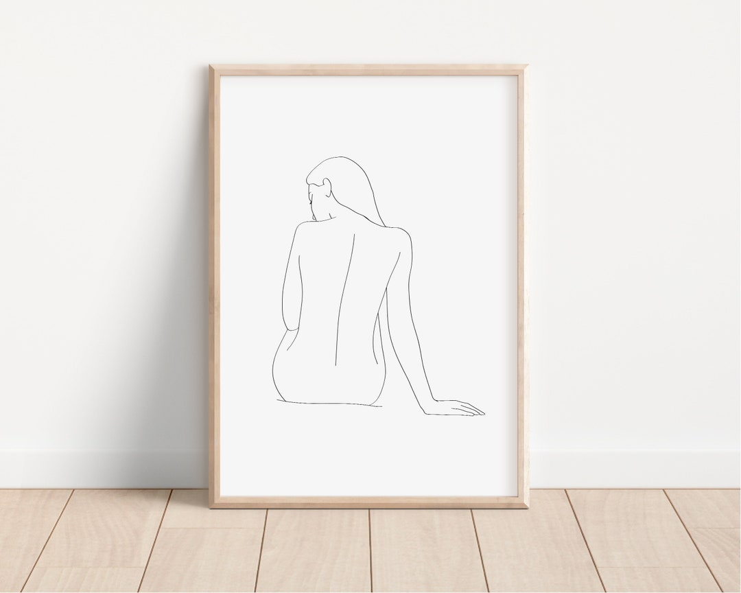Female Back Line Art Print Woman Line Drawing Minimalist Wall Decor ...