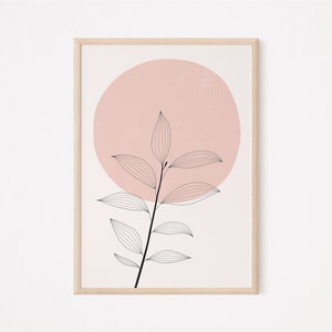 flower line art print floral print minimalist wall art boho bedroom pink print botanical print modern art print digital print image 4