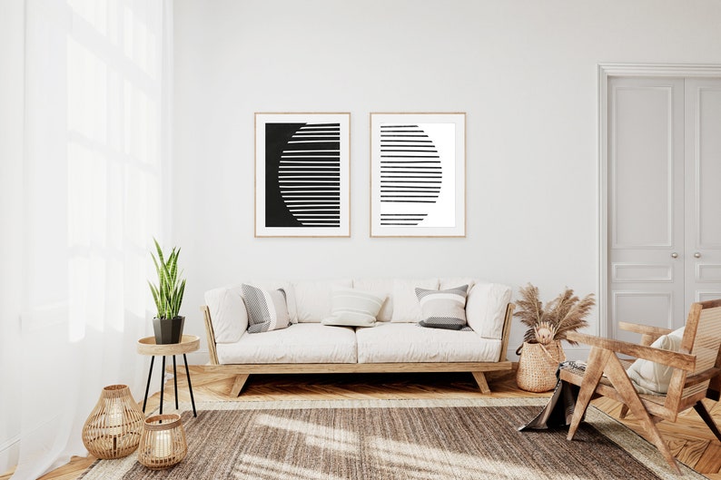 Mid Century Modern Art Print Set Modern Shapes Printable Etsy