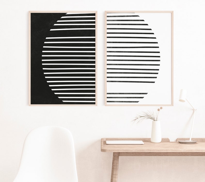 Mid Century Modern Art Print Set Modern Shapes Printable Etsy