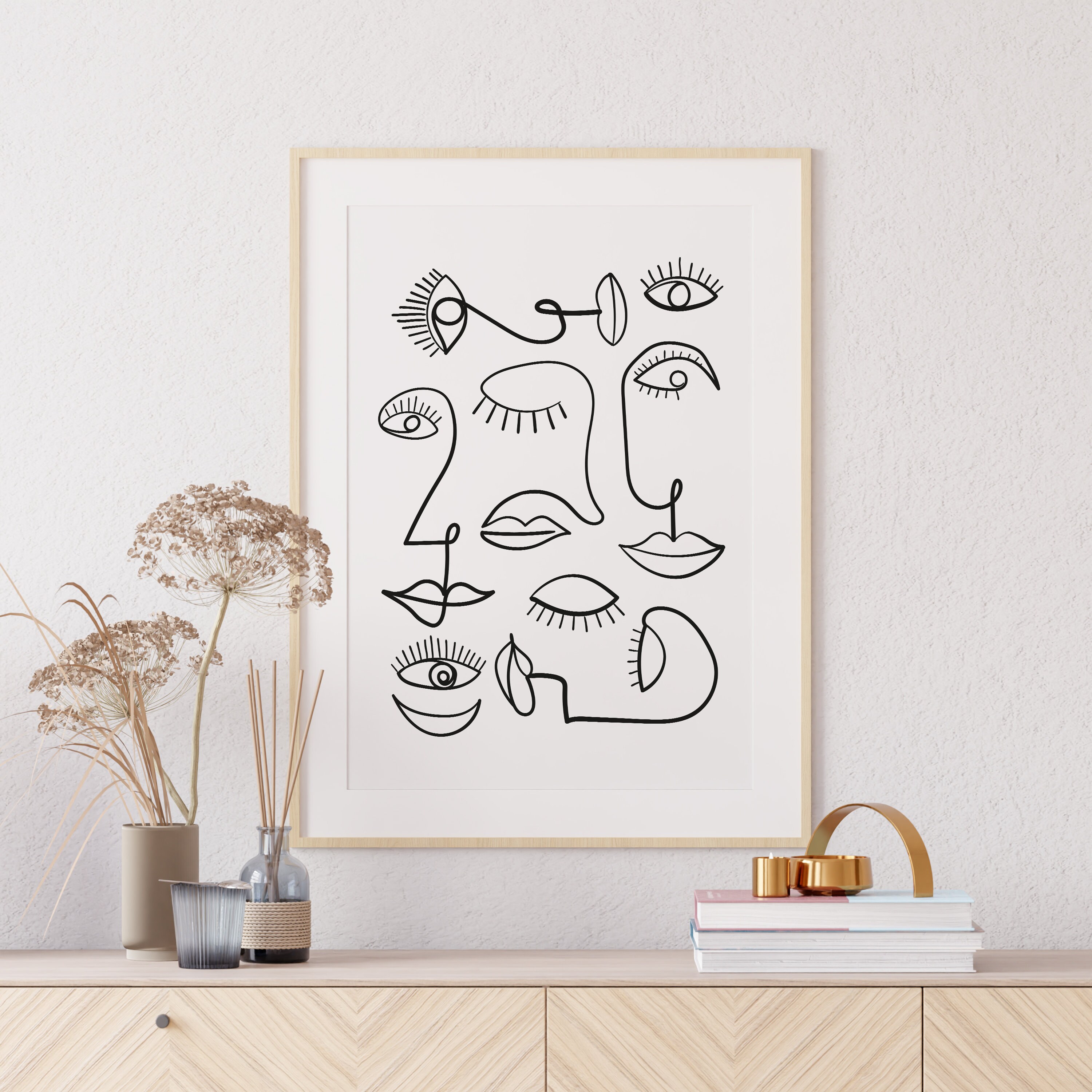 Woman Face Line Art Print | Female Face Line Drawing | Printable Wall ...