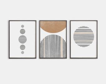 mid century modern art print set | minimalist wall decor | abstract art prints | set of 3 prints | modern wall art | printable wall art