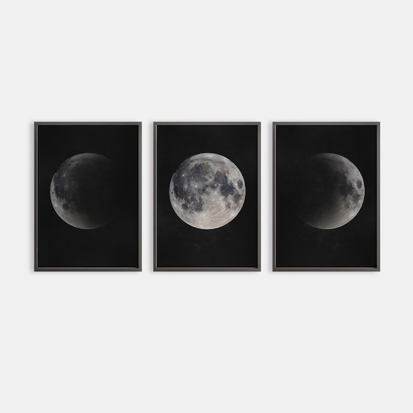 moon phase pictures | moon photo print| printable wall art | black and white art | minimalist wall art | moon print | art gift